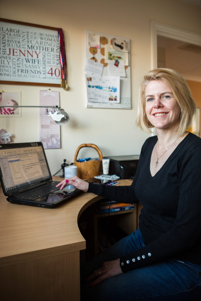 Jenny is a Virtual Assistant. She works in a room which is part office, part closet, so her son calls it her 'Cloffice'. Part of the Home/Work project by Jayne Lloyd, documenting people who work from home.